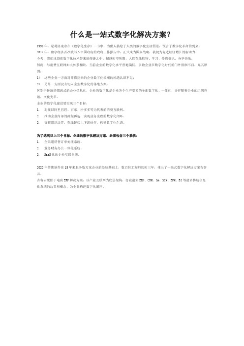 什么是一站式数字化解决方案