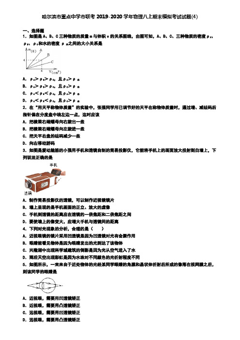 哈尔滨市重点中学市联考2019-2020学年物理八上期末模拟考试试题(4)