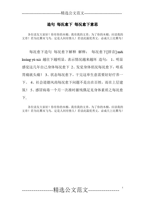 造句 每况愈下 每况愈下意思