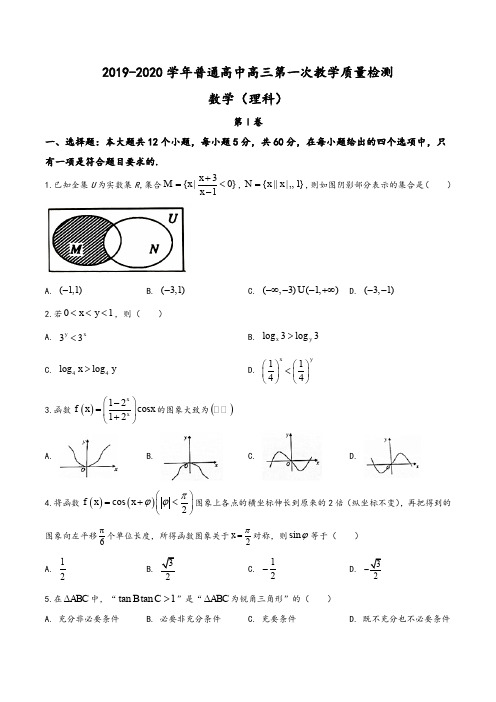 河南省信阳市普通高中2019-2020学年高三上学期第一次教学质量检测数学(理)试题(学生版)