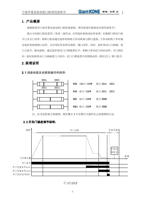 巨人通力申菱直流电阻门机调试资料-1