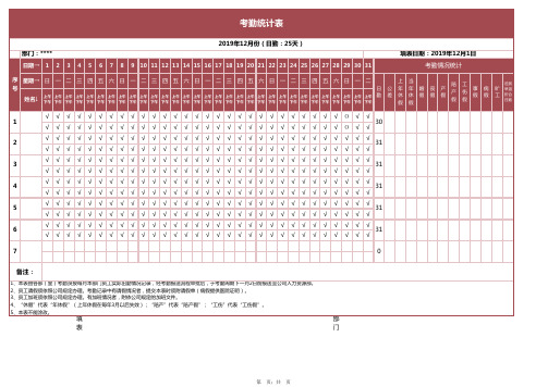 考勤统计表-含公式