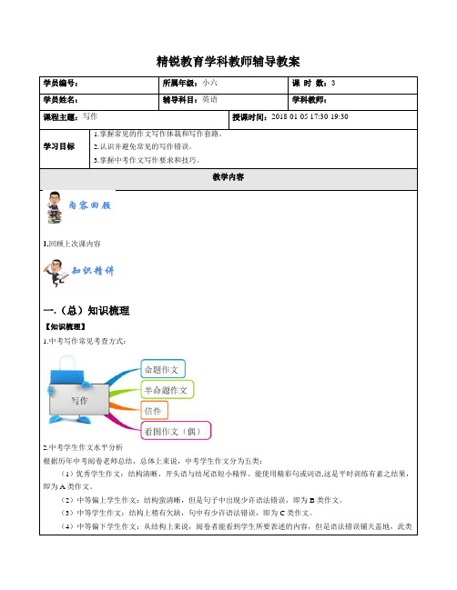 小学六年级英语写作教案