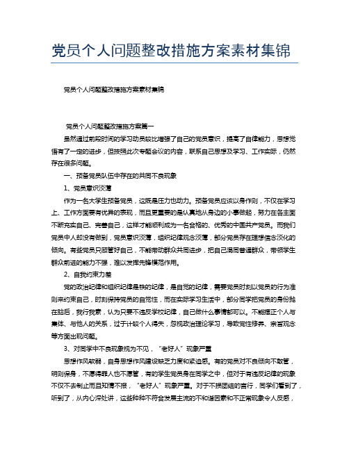 党员个人问题整改措施方案素材集锦