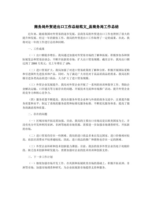 商务局外贸进出口工作总结范文_县商务局工作总结