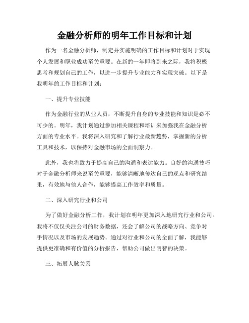 金融分析师的明年工作目标和计划