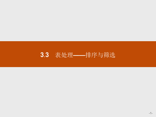 浙教版信息技术必修3.3表处理——排序与筛选课件(共28张ppt)