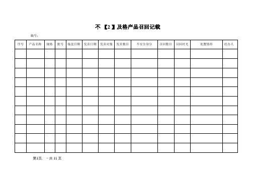 不合格产品召回记录