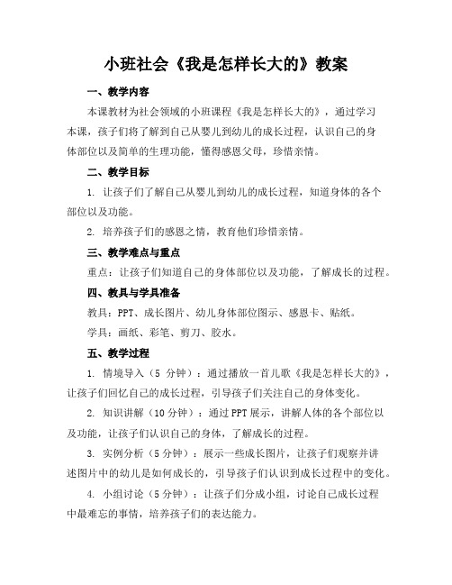 小班社会《我是怎样长大的》教案