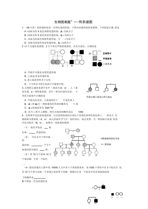 遗传系谱图练习题