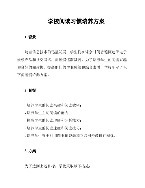 学校阅读习惯培养方案