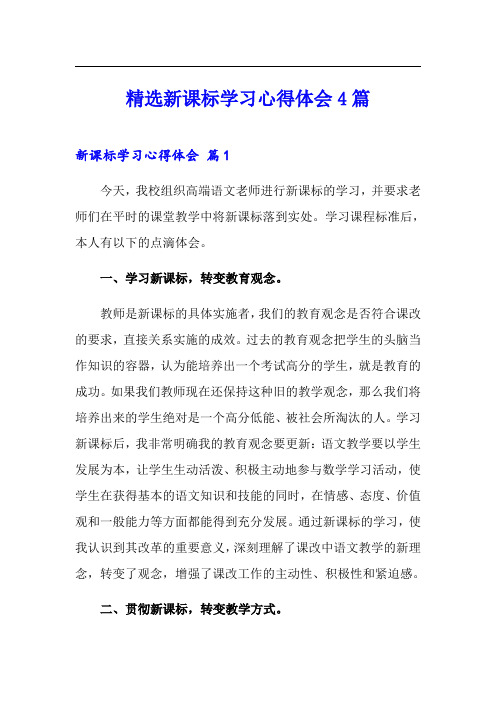 精选新课标学习心得体会4篇