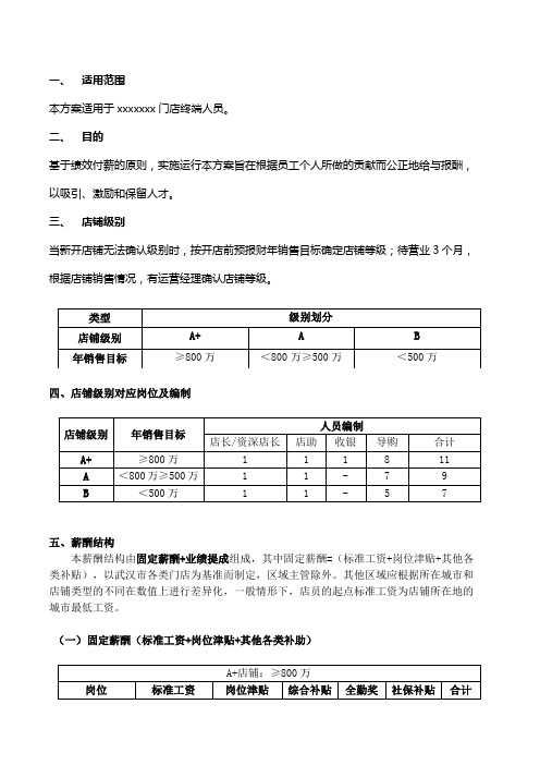 服装行业终端导购薪资方案