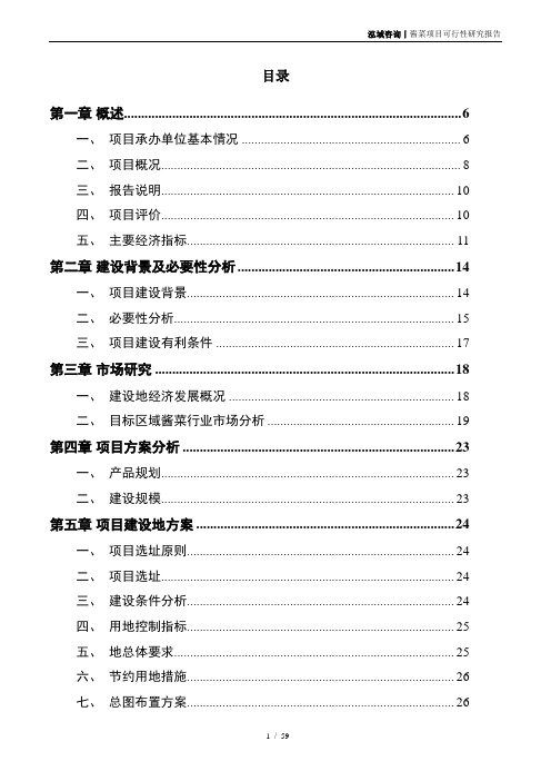 酱菜项目可行性研究报告