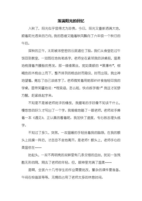 初一作文:落满阳光的回忆作文800字