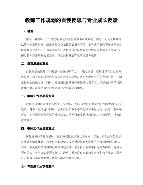 教师工作规划的自我反思与专业成长反馈