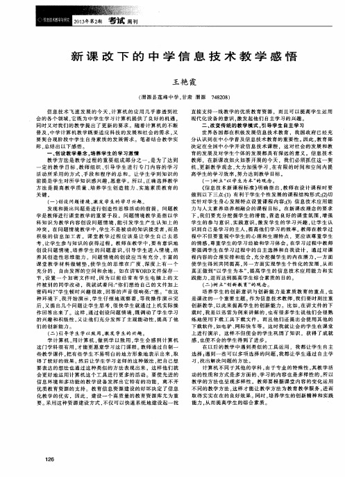 新课改下的中学信息技术教学感悟