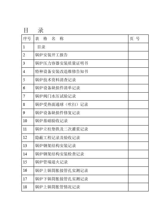 锅炉安装表格全套