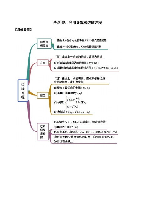 考点49 利用导数求切线方程(讲解)(解析版)