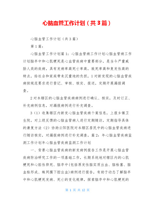 心脑血管工作计划(共3篇)