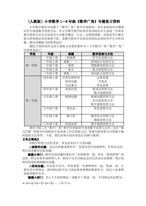 小学数学1～6年级《数学广角》专题复习资料