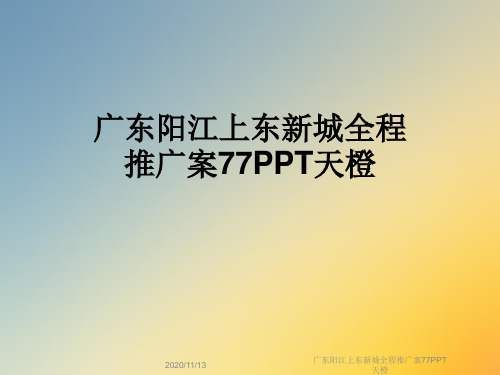 广东阳江上东新城全程推广案77PPT天橙