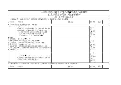 儿童医院评审标准实施细则评价方法