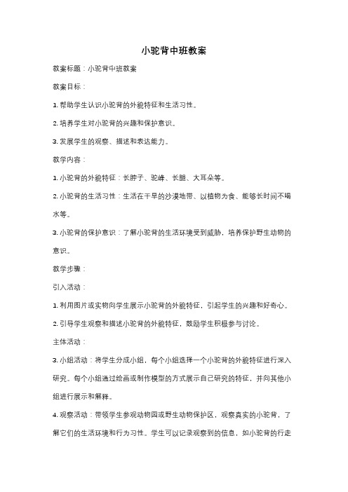 小驼背中班教案