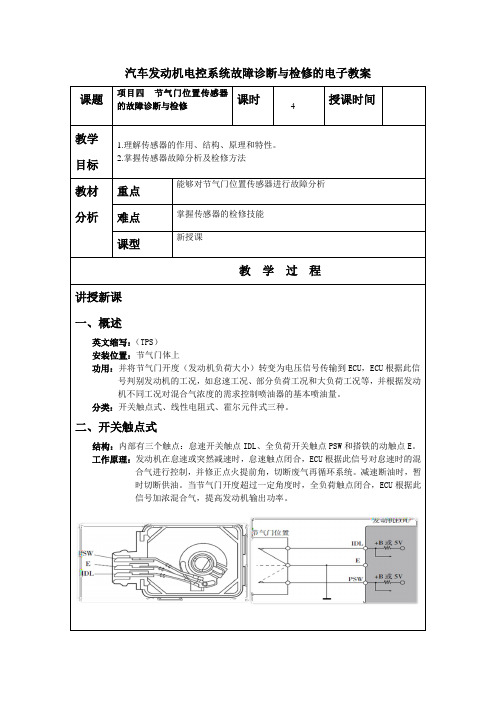 项目四  节气门位置传感器的故障诊断与检修