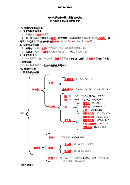 高一化学第二章知识点带答案