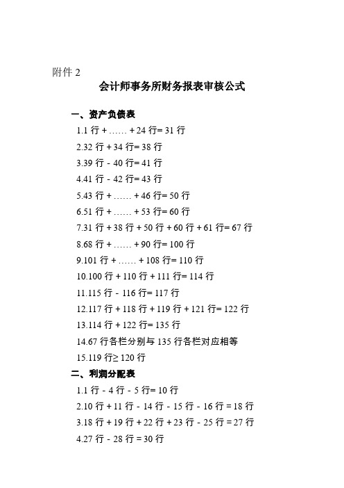 会计师事务所财务报表审核公式资产负债表1行+……+...