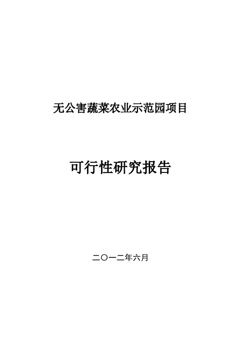 无公害蔬菜农业示范园项目可行性研究报告