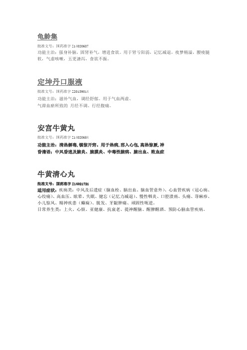 广誉远四款精品中药主要功效简介