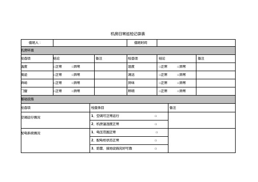 机房巡检记录表