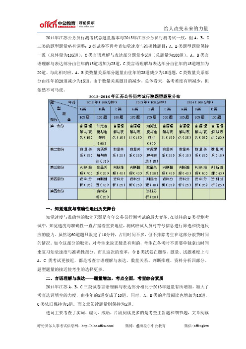 2014年江苏省公务员考试行测真题特点分析