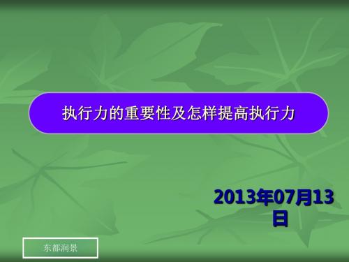 执行力的重要性及怎样提高执行力(PPT 35张)