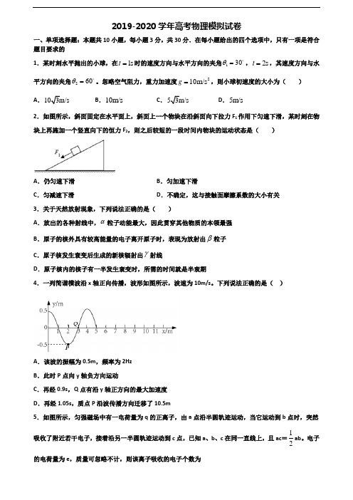 黑龙江省大庆市2021届高考物理调研试题