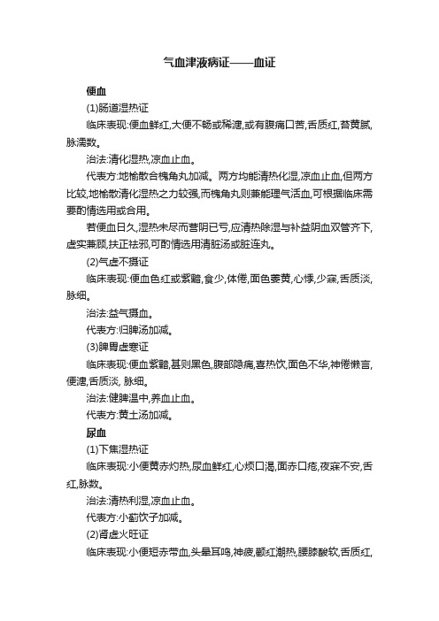 气血津液病证——血证