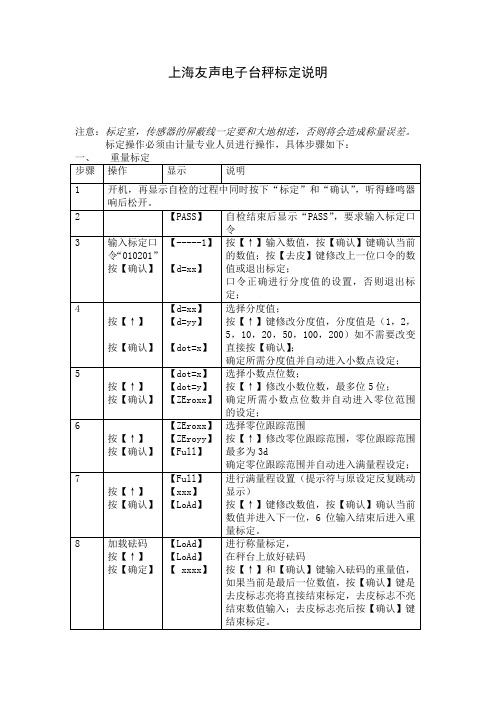 上海友声电子台秤标定说明