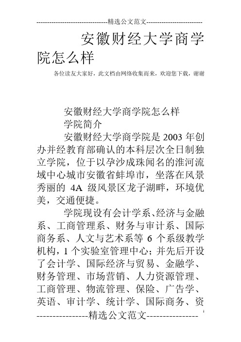 安徽财经大学商学院怎么样