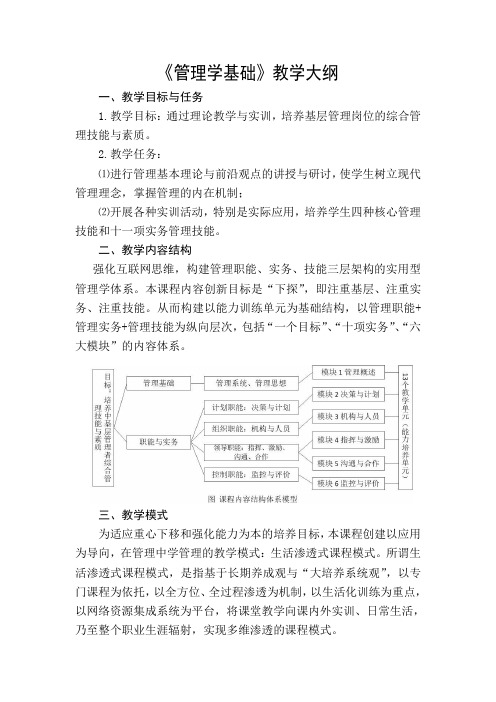 《管理学基础》教学大纲