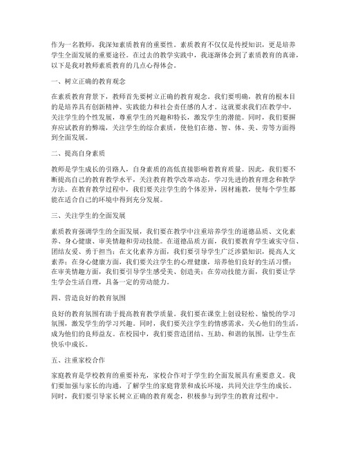 教师素质教育心得体会