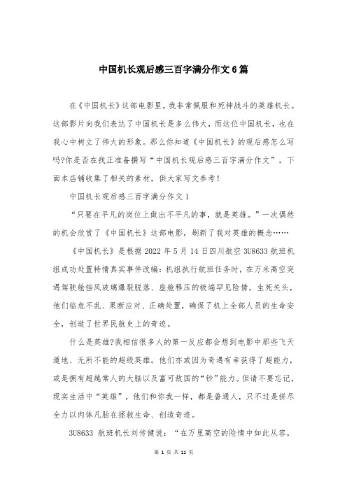 中国机长观后感三百字满分作文6篇