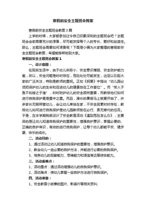 寒假前安全主题班会教案3篇