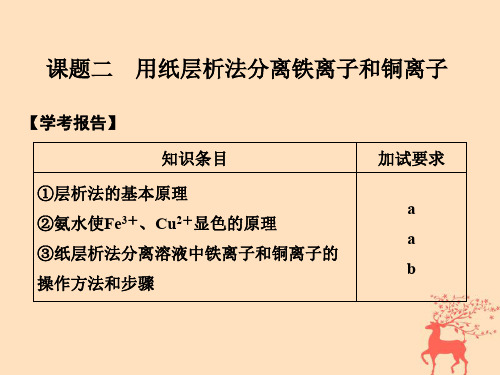 2017_2018学年高中化物质的分离与提纯课题2用纸层析法分离铁离子和铜离子课件苏教版