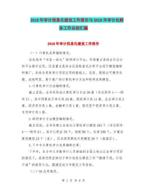 2018年审计信息化建设工作报告与2018年审计处财务工作总结汇编