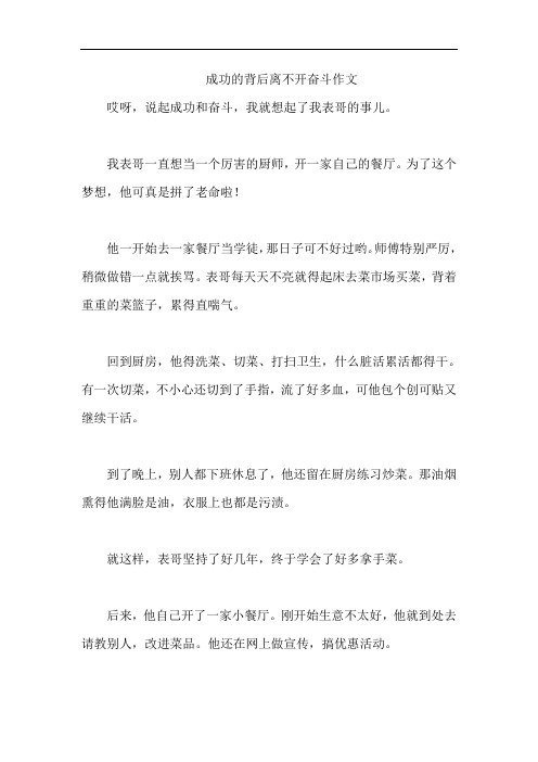 成功的背后离不开奋斗作文