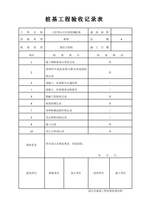 桩基工程验收记录表