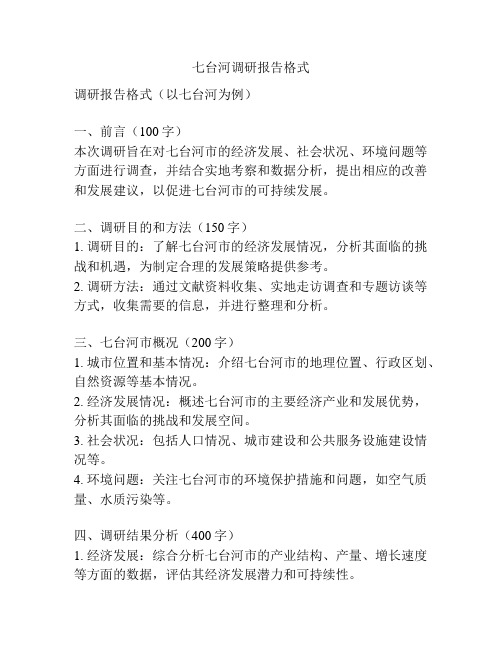 七台河调研报告格式