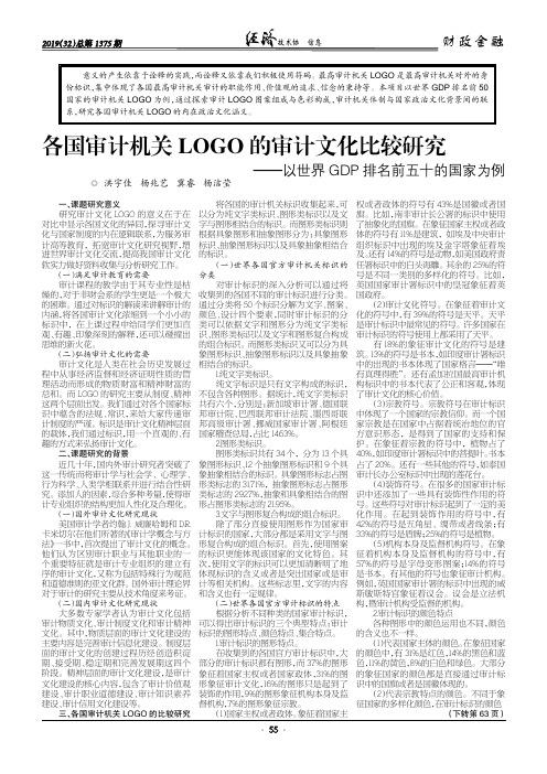各国审计机关logo的审计文化比较研究--以世界gdp排名前五十的国家为例